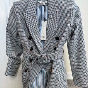 Plaid Double-Breasted Women's Coat